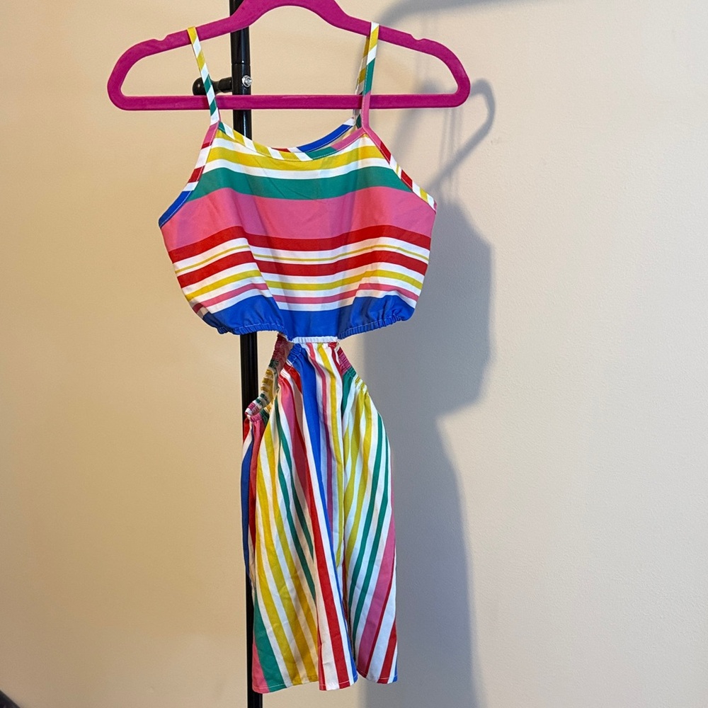 SHEIN Multicolor Striped Kids Casual Dress
